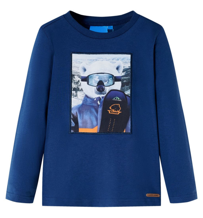 T-shirt pour enfants à manches longues bleu jean 140 | Mobilier & Déco