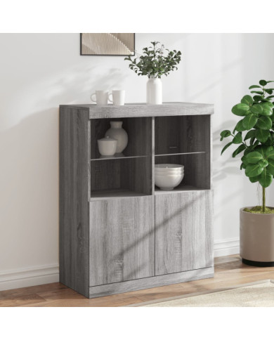 Buffet avec lumières LED sonoma gris 81x37x100 cm | Mobilier & Déco