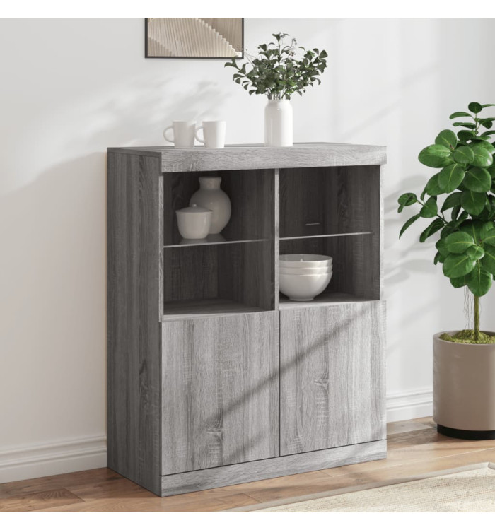 Buffet avec lumières LED sonoma gris 81x37x100 cm | Mobilier & Déco