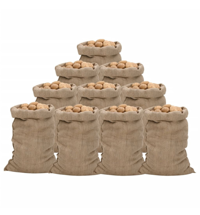 Sacs en jute 10 pcs 60x105 cm 100 % jute 340 g/m² | Mobilier & Déco