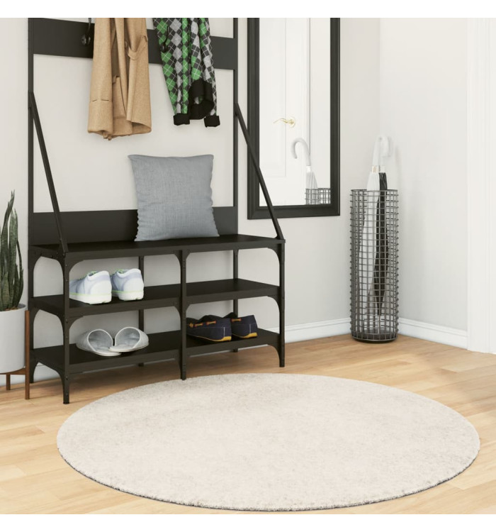 Tapis ISTAN à poils longs aspect brillant crème Ø 120 cm | Mobilier & Déco