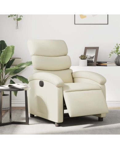 Fauteuil inclinable électrique Crème Similicuir | Mobilier & Déco