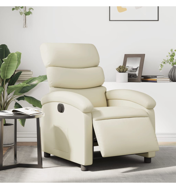 Fauteuil inclinable électrique Crème Similicuir | Mobilier & Déco