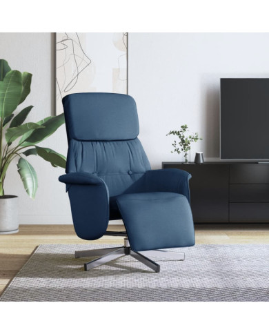 Fauteuil inclinable avec repose-pieds bleu tissu | Mobilier & Déco
