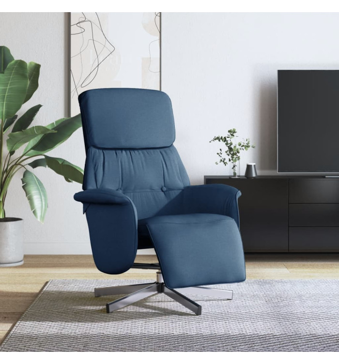 Fauteuil inclinable avec repose-pieds bleu tissu | Mobilier & Déco