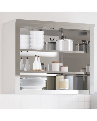 Armoire murale de cuisine avec étagères acier inoxydable | Mobilier & Déco