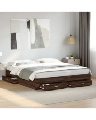 Cadre de lit avec tiroirs sans matelas chêne marron 180x200 cm | Mobilier & Déco