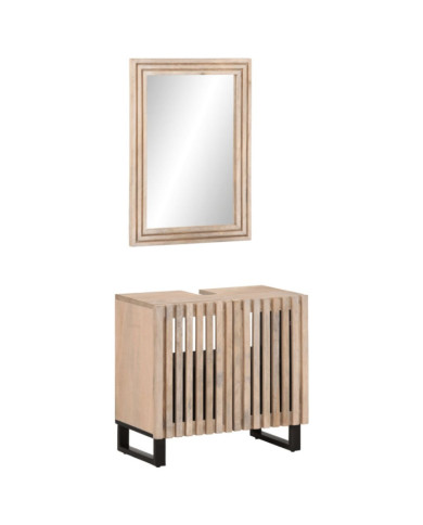 Ensemble de meubles salle de bain 2 pcs bois de manguier massif | Mobilier & Déco