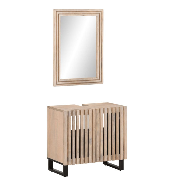 Ensemble de meubles salle de bain 2 pcs bois de manguier massif | Mobilier & Déco
