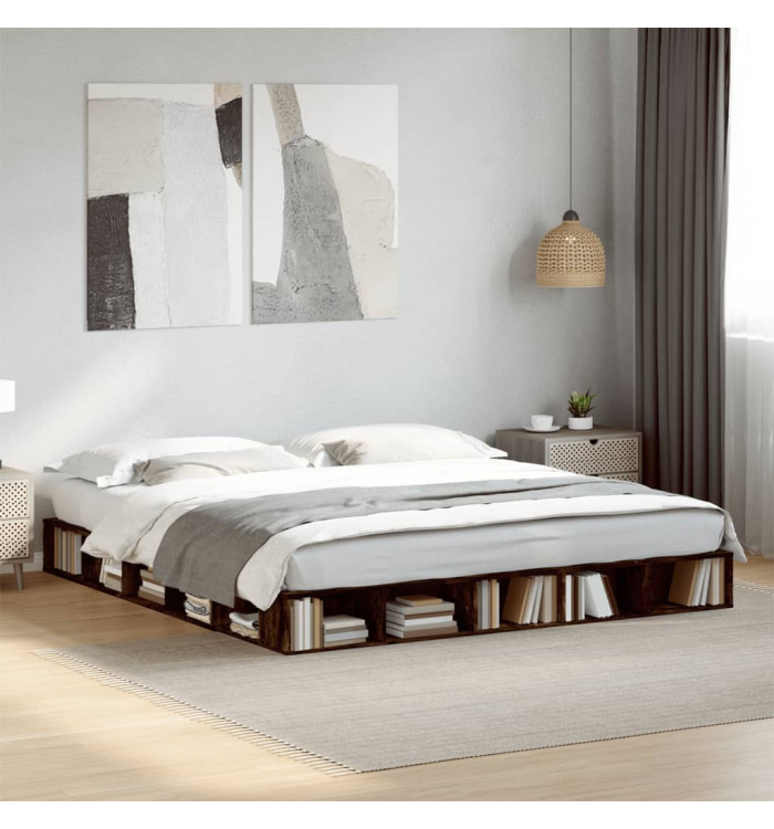 Cadre de lit sans matelas chêne fumé 200x200 cm | Mobilier & Déco