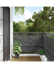 Écran d'intimité de balcon aspect pierre de rebord gris PVC | Mobilier & Déco