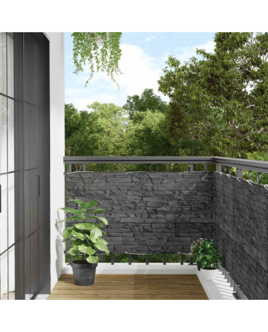 Écran d'intimité de balcon aspect pierre de rebord gris PVC | Mobilier & Déco