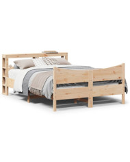 Cadre de lit avec tête de lit 140x190 cm bois de pin massif | Mobilier & Déco