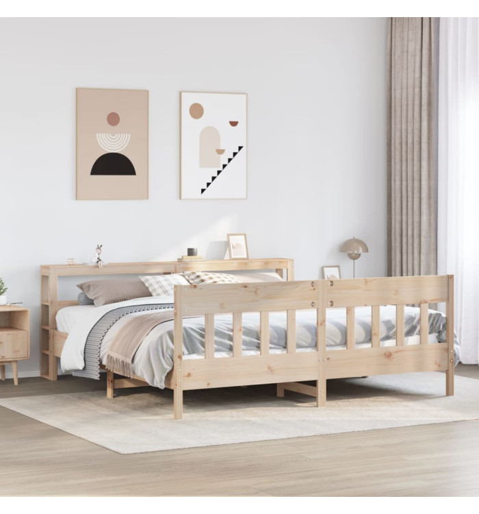 Cadre de lit sans matelas 200x200 cm bois massif de pin | Mobilier & Déco