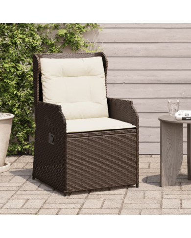 Chaises inclinables de jardin lot de 2 et coussins marron rotin | Mobilier & Déco