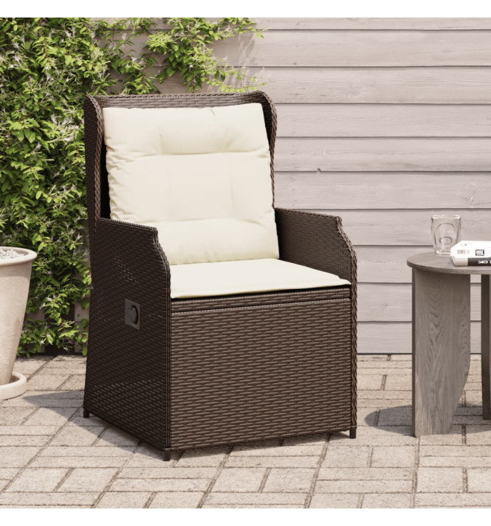Chaises inclinables de jardin lot de 2 et coussins marron rotin | Mobilier & Déco