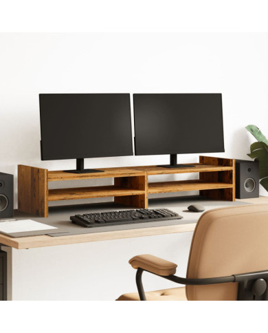 Support de moniteur vieux bois 100x27x20 cm bois d'ingénierie | Mobilier & Déco