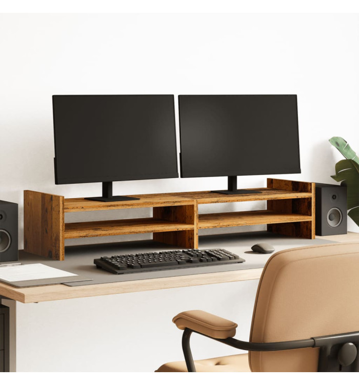 Support de moniteur vieux bois 100x27x20 cm bois d'ingénierie | Mobilier & Déco