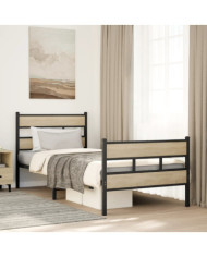 Cadre de lit en métal sans matelas chêne sonoma 90x190 cm | Mobilier & Déco