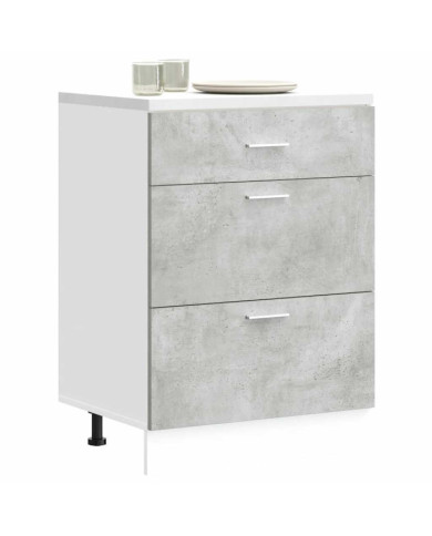 Armoire de cuisine "Lyon" gris béton bois d'ingénierie | Mobilier & Déco