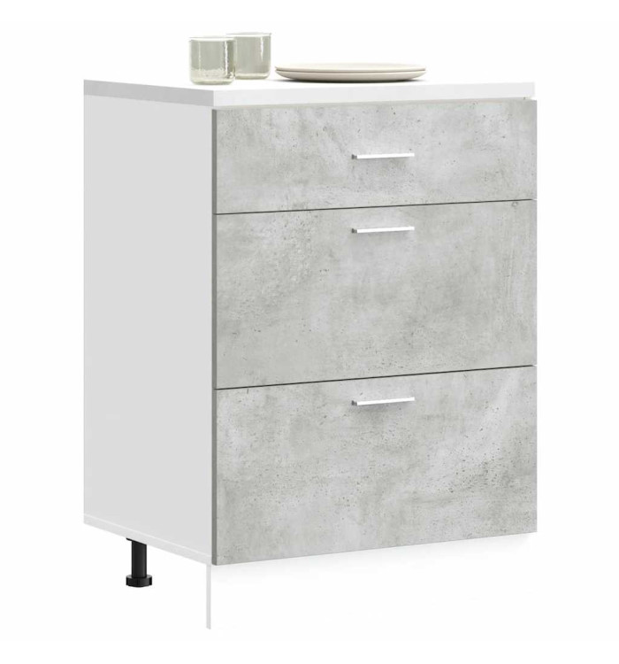 Armoire de cuisine "Lyon" gris béton bois d'ingénierie | Mobilier & Déco