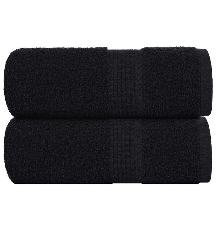 Serviettes de visage 2 pcs noir 30x30 cm 360 g/m² 100% coton | Mobilier & Déco