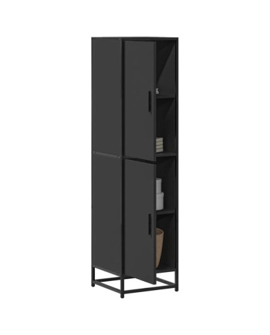 Buffet haut noir 35,5x35x139 cm bois d'ingénierie et métal | Mobilier & Déco