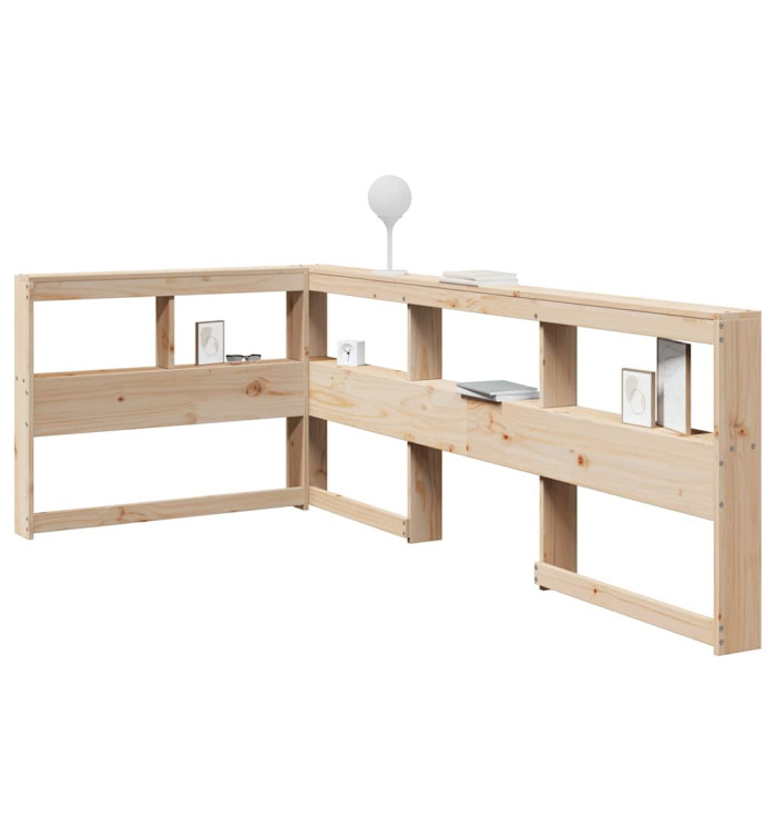 Tête de lit de bibliothèque en forme de L bois massif de pin | Mobilier & Déco