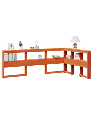 Tête de lit de bibliothèque en forme de L bois massif de pin | Mobilier & Déco