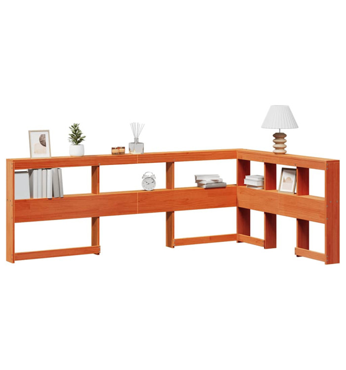 Tête de lit de bibliothèque en forme de L bois massif de pin | Mobilier & Déco