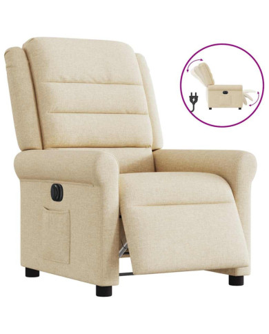 Fauteuil inclinable électrique Crème Tissu | Mobilier & Déco