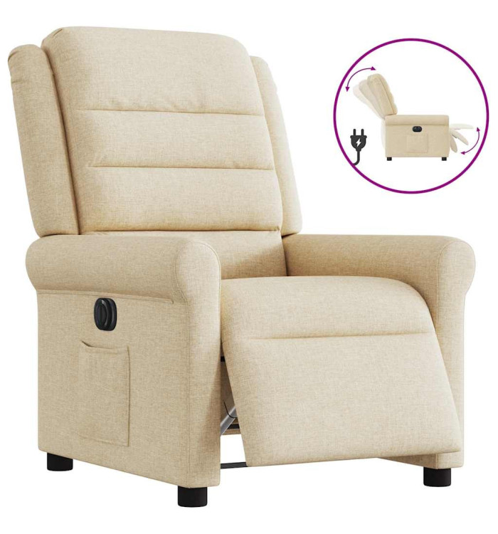 Fauteuil inclinable électrique Crème Tissu | Mobilier & Déco
