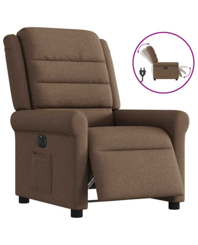 Fauteuil inclinable électrique Marron Tissu | Mobilier & Déco