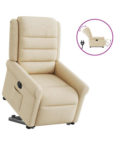 Fauteuil inclinable électrique crème tissu | Mobilier & Déco