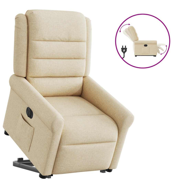 Fauteuil inclinable électrique crème tissu | Mobilier & Déco