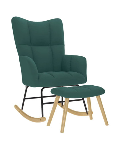 Chaise à bascule avec repose-pied Vert foncé Tissu | Mobilier & Déco
