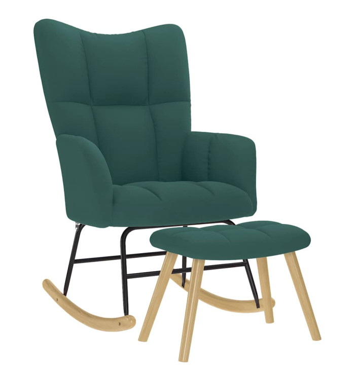 Chaise à bascule avec repose-pied Vert foncé Tissu | Mobilier & Déco