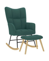 Chaise à bascule avec repose-pied Vert foncé Tissu | Mobilier & Déco