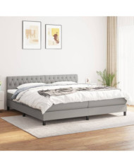Sommier à lattes de lit avec matelas Gris clair 200x200cm Tissu | Mobilier & Déco