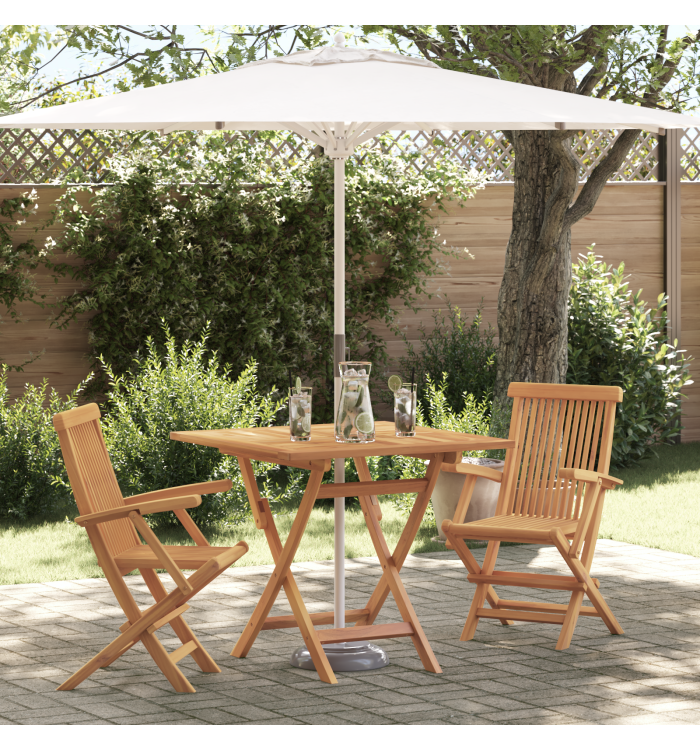 Ensemble Bistro de Jardin Pliable 3 Pièces en Bois Massif d'Acacia | Mobilier & Déco