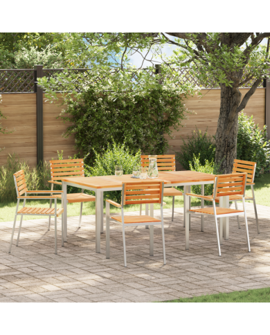Chaises de jardin empilables 6 pcs 54.5x56x89 cm en teck massif | Mobilier & Déco