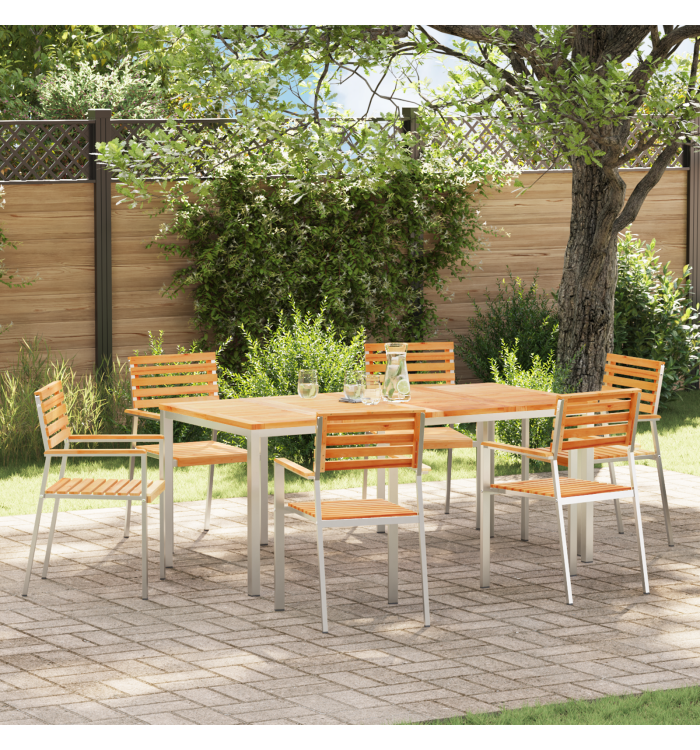 Chaises de jardin empilables 6 pcs 54.5x56x89 cm en teck massif | Mobilier & Déco