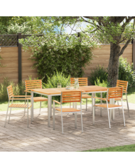 Chaises de jardin empilables 6 pcs 54.5x56x89 cm en teck massif | Mobilier & Déco