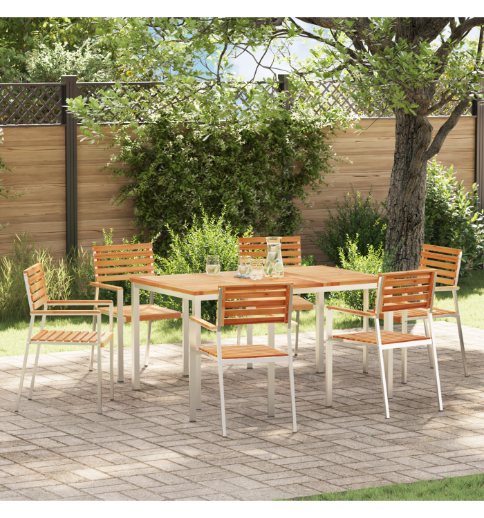Ensemble de Salle à Manger de Jardin de 7 Pièces en Bois Massif de Teck | Mobilier & Déco
