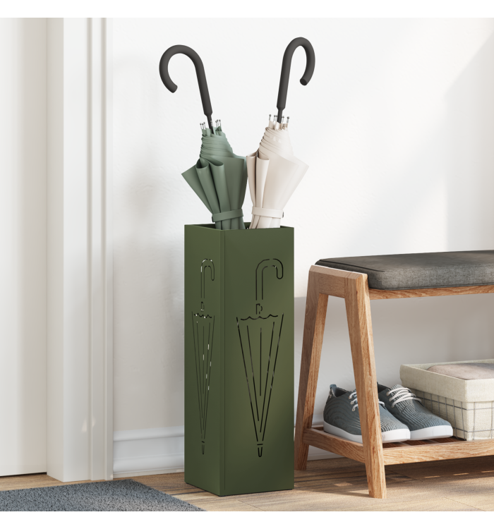 Porte-parapluies Vert olive Métal Moyen Incrustations Décoratives | Mobilier & Déco
