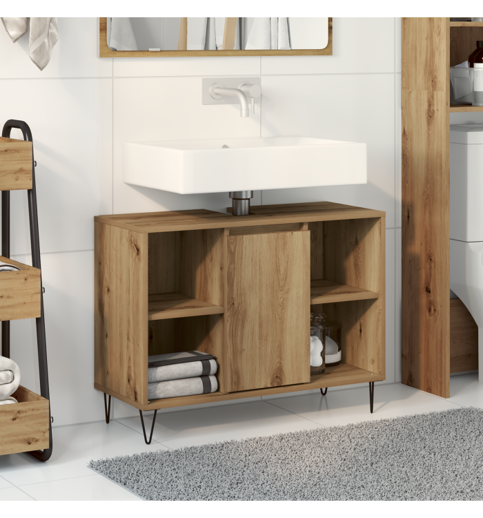 Unité de Salle de Bain Chêne Artisan Bois d'Ingénierie Moyenne | Mobilier & Déco