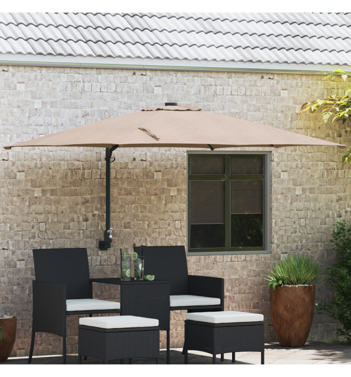 Parasol de terrasse Taupe Polyester Grand Pliable | Mobilier & Déco