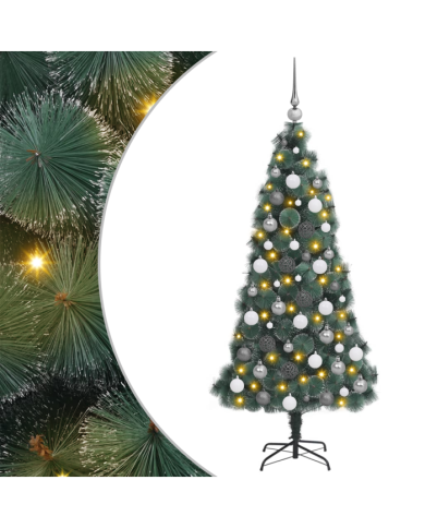 Arbre de Noël artificiel LED et ensemble de boules vert 180 cm PET | Mobilier & Déco