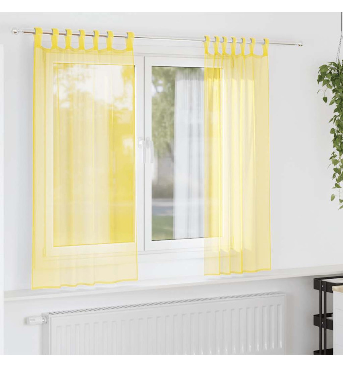 Rideaux en voile avec passe-tringles 2 pcs jaune | Mobilier & Déco