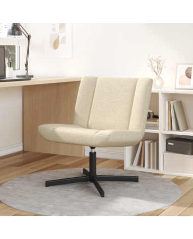 Chaise d'Appoint Crème Tissu en polyester, Base en métal Moyenne | Mobilier & Déco